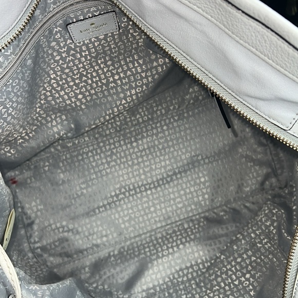 Kate Spade New York Pratt Street Brandice Zip Tote Gray Leather White Stitching - Picture 13 of 16